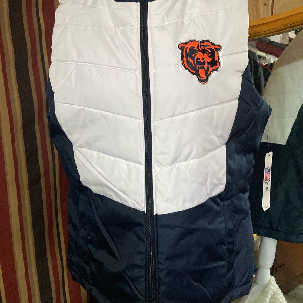 NFL Bears Navy and White Puffer Jacket